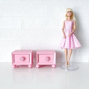 Miniature Barbie Nightstands (Set of 2) Pale Pink 3D Printed Dollhouse Furniture